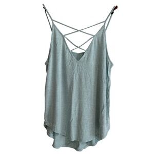 Bordeaux Womens Strappy Crisscross V-Neck Tank Top Heathered Blue Mint Size M
